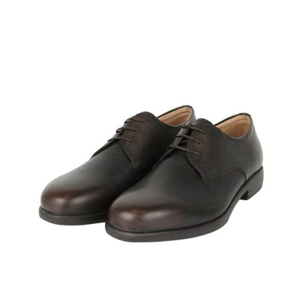 Salvatore Ferragamo Men's Fulvio Dark Brown Pebble Leather Oxford Shoes (9.5 EE)